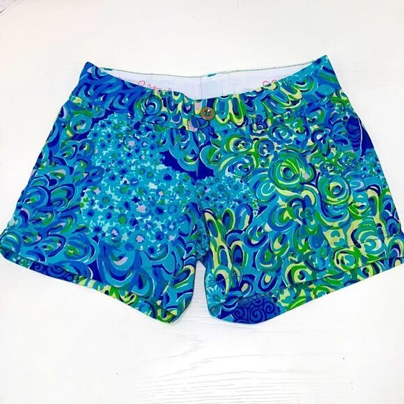 Lilly Pulitzer The Callahan Short In Tropical Floral Blue Green Size 00 - Picture 1 of 11